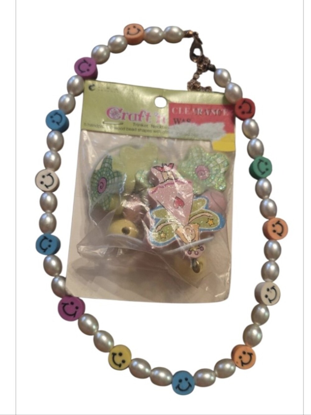 Craft Kids Pearl & Smiley Face Bead Necklace - Multicolor